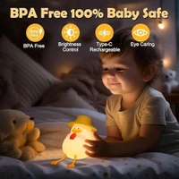 Duck Silicone Night Light – Cute Rechargeable LED Lamp, Dimmable with Tap Control, 7-Color Mode, Timer Function, Soft Baby-Safe Nightlight for Kids, Bedroom, Nursery & Gift