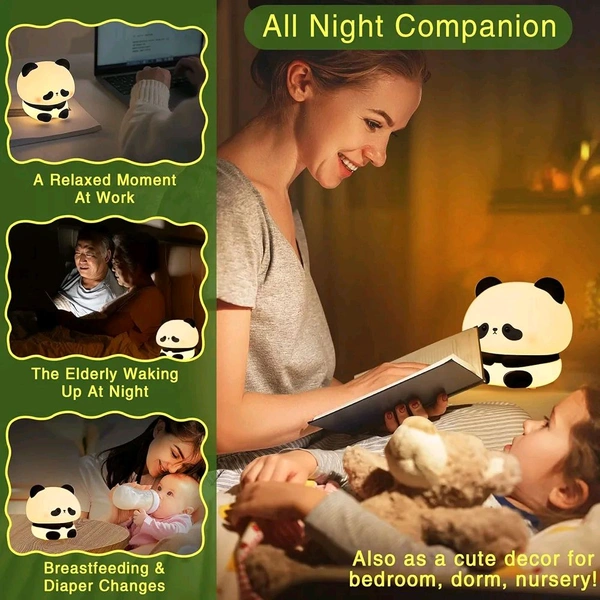 Panda LED Night Light – Cute Night Light for Kids, Dimmable with 3 Modes & Timer, USB Rechargeable, Soft Warm Light for Bedroom, Nursery & Room Decor,  Panda Gifts