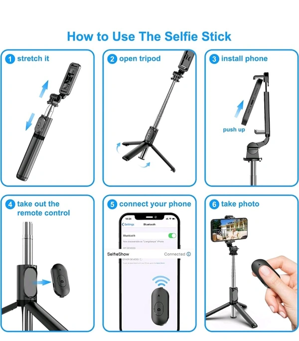 Bluetooth Selfie Stick Portable Phone Tripod Stand