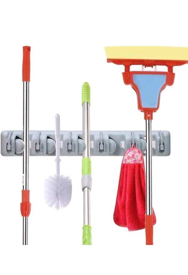 Broom Holder With 6 Hooks