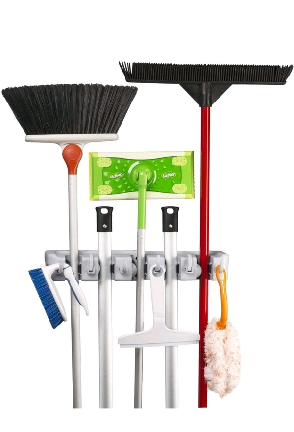 Broom Holder With 6 Hooks