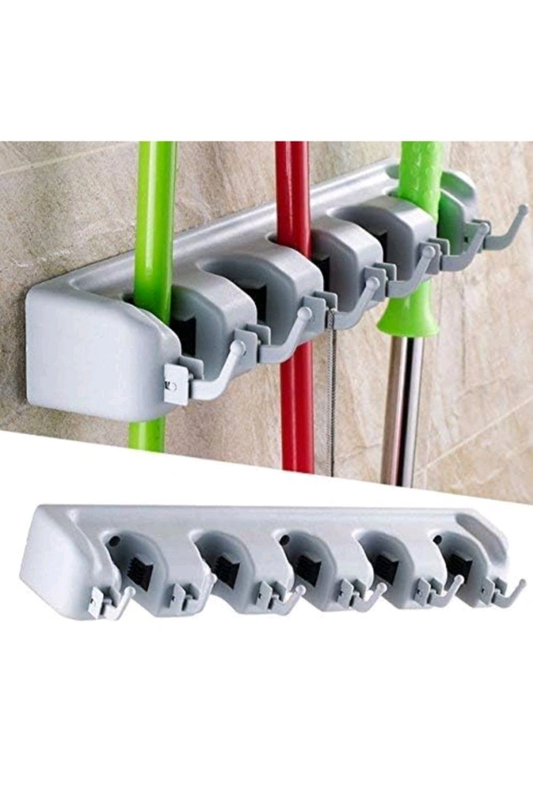 Broom Holder With 6 Hooks