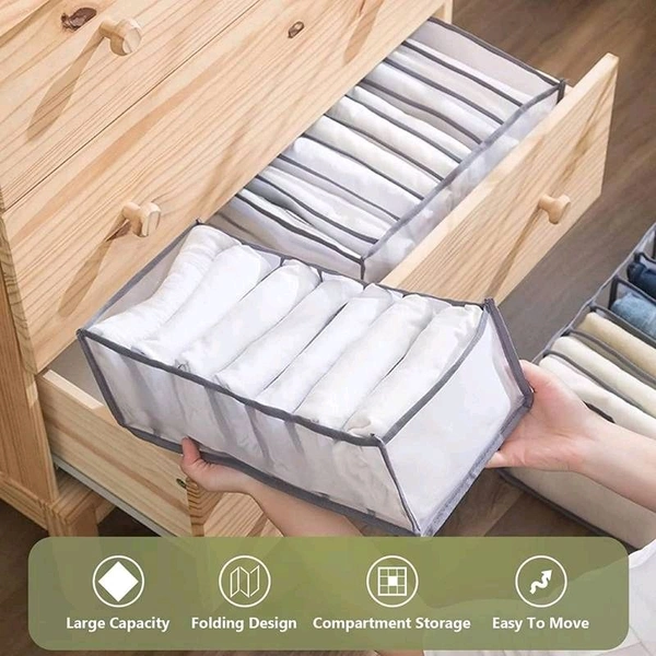 7 Grid Transparent Closet Cloth Organiser