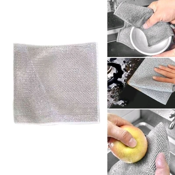 Double Layer Dish Washer | Heavy-Duty Steel Scrubber | Multi-Purpose Kitchen Cleaning Cloth | Durable & Rust-Free | Perfect for Utensils, Sinks & Cookware|SKVWORLD