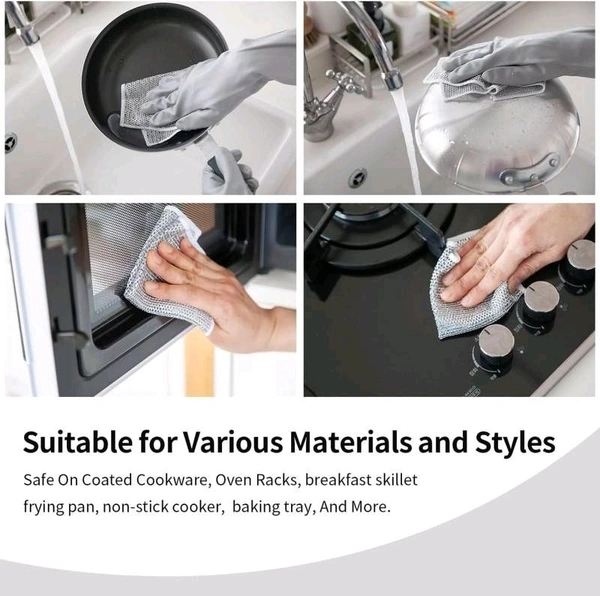 Double Layer Dish Washer | Heavy-Duty Steel Scrubber | Multi-Purpose Kitchen Cleaning Cloth | Durable & Rust-Free | Perfect for Utensils, Sinks & Cookware|SKVWORLD