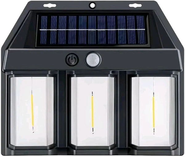 3-Bulb Solar Wall Lamp – Motion Sensor, Waterproof & Energy-Efficient Outdoor Light