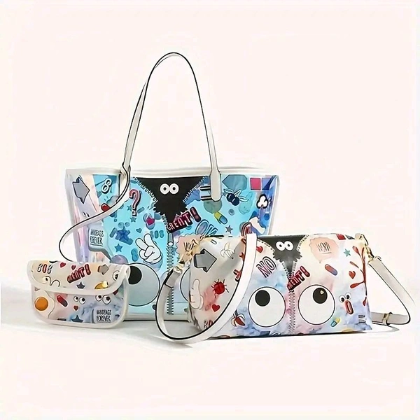 Eye Theme Stylish Handbag With Sling Combo