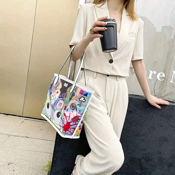 Eye Theme Stylish Handbag With Sling Combo