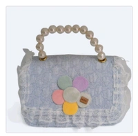 Kids Soft And Pearl Bow Decor Flap Square Bag