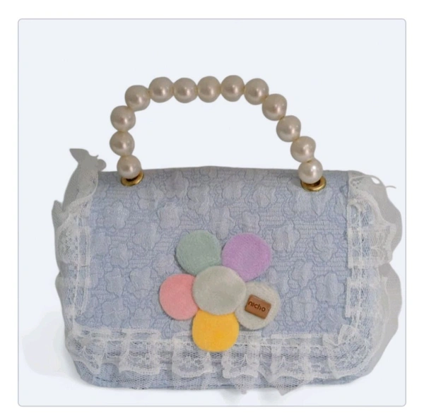 Kids Soft And Pearl Bow Decor Flap Square Bag