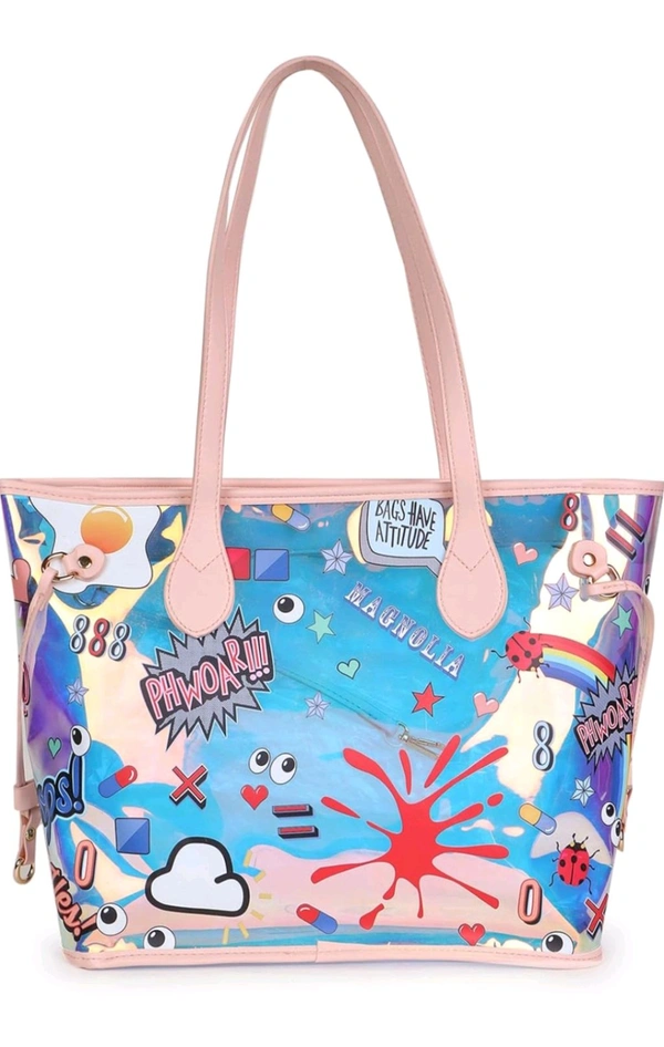 Holographic Shiney Combo Sling With Hand Bag