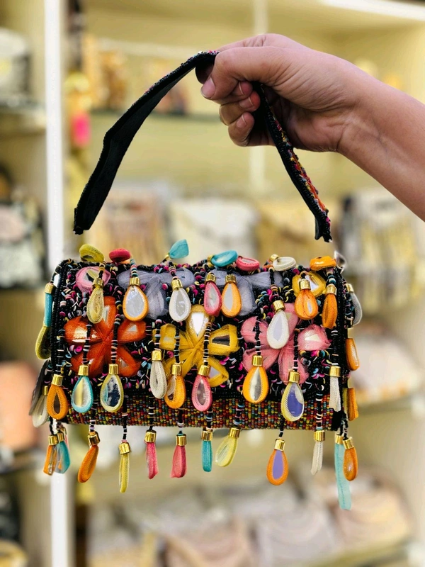 Multicolour Tassels Embellished Clutch