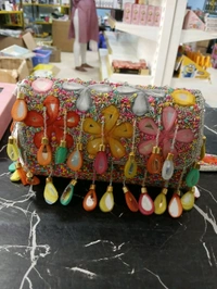Multicolour Tassels Embellished Clutch