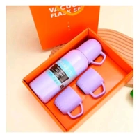 3-in-1 Stainless Steel Vacuum Flask Set – Double Wall Insulated Bottle Gift Set with Two Cups | Hot & Cold | 500ml for Water, Tea, Coffee | Corporate & Personal Gift | SKVWORLD 