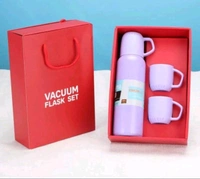 3-in-1 Stainless Steel Vacuum Flask Set – Double Wall Insulated Bottle Gift Set with Two Cups | Hot & Cold | 500ml for Water, Tea, Coffee | Corporate & Personal Gift | SKVWORLD 