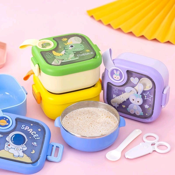 Square Shaped Lunch Box with Stainless Steel Bowl