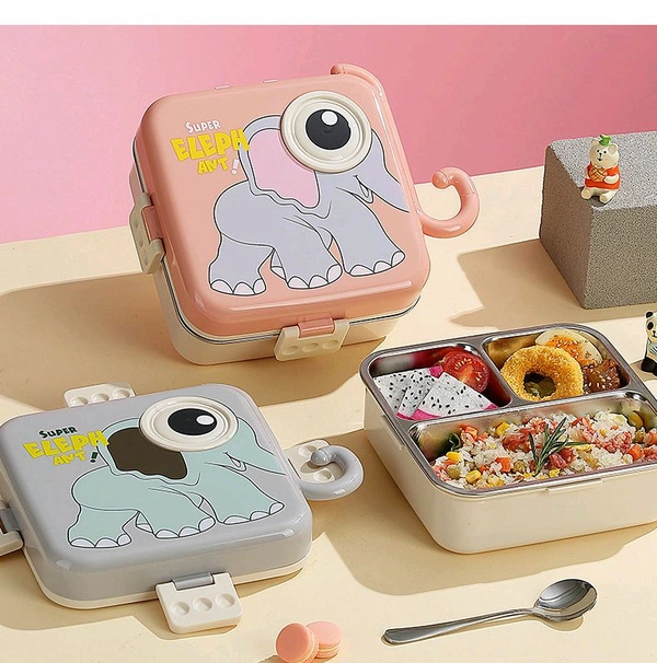 Elephant Eye - Leakproof Insulated Steel Lunch Bento Box ( 1pc )
