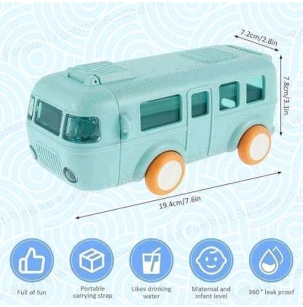 Bus Water Bottle for Kid with Straw