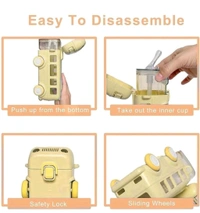 Bus Water Bottle for Kid with Straw