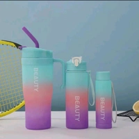 3 Pcs Gradient Color Sports Water Bottle Set 