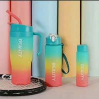 3 Pcs Gradient Color Sports Water Bottle Set 