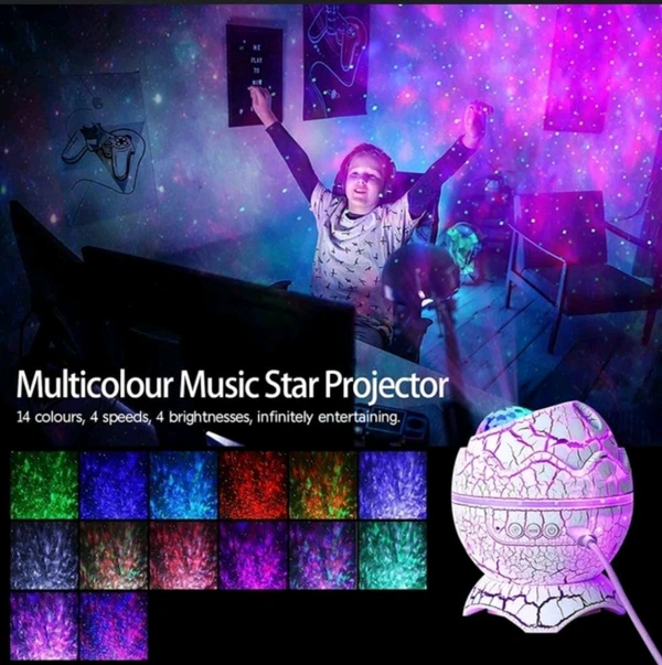 Dinosaur Egg Star Projector Night Light With Bluetooth Speaker