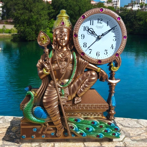 Traditional Murugan Idol Wall Clock – Multi-Color | Spiritual Home Decor