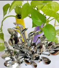 Stainless Steel Spoon With Straw (Pack Of 6 With Brush)