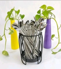 Stainless Steel Spoon With Straw (Pack Of 6 With Brush)