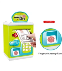 Kids ATM Piggy Bank – Password Protected Money Safe with Automatic Cash Deposit, Lights & Sound