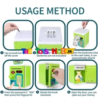 Kids ATM Piggy Bank – Password Protected Money Safe with Automatic Cash Deposit, Lights & Sound