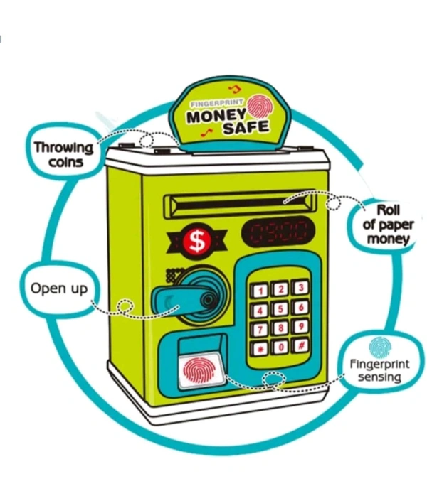 Kids ATM Piggy Bank – Password Protected Money Safe with Automatic Cash Deposit, Lights & Sound