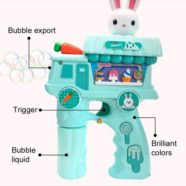 Bubble Gun for Kids with Lights & Music | Automatic Rabbit Bubble Machine with 2 Bubble Solutions | Fun Outdoor Toy for Easter, Weddings & Birthday Parties – SKVWorld