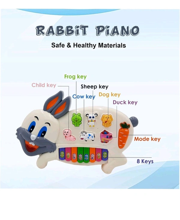 Rabbit Musical Piano and keyword Toys with Flashing Lights