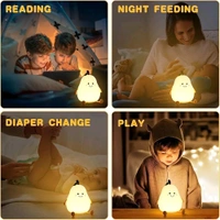 Pear Night Light – Cute Silicone LED Lamp, Dimmable & Soft Glow, Rechargeable & Portable, Safe for Kids, Nursery, Bedroom & Cozy Room Decor Gift