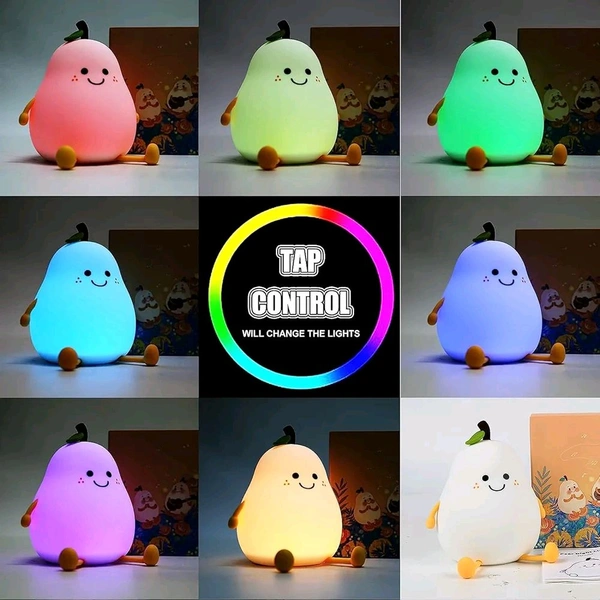 Pear Night Light – Cute Silicone LED Lamp, Dimmable & Soft Glow, Rechargeable & Portable, Safe for Kids, Nursery, Bedroom & Cozy Room Decor Gift