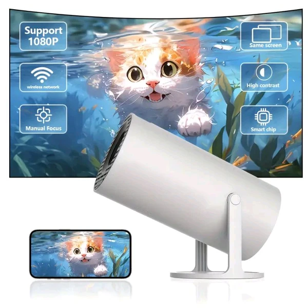 Free Style Pro Projector for Home 4K & 1080p Support, 270° Rotatable Projector 6900L Android 11 WiFi Bluetooth YouTube PrimeVideo Hotstar Netflix Apps, 720p Native, 150" Max Display