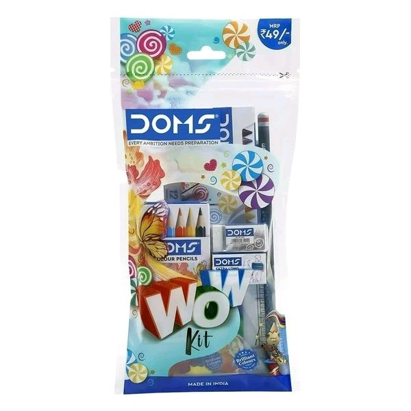 DOMS WOW Kit | All-in-One Art & Stationery Set | 12 Shades Crayons & Color Pencils | Non-Toxic & Safe | Perfect Gift for Kids & Students | Creative Drawing & Coloring Kit