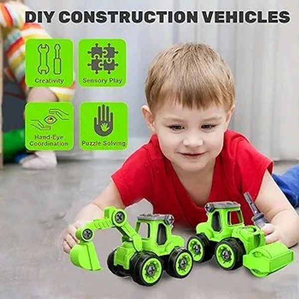 FunBlast Construction Vehicle, DIY Assembling & Building Construction Trucks with 1 Screwdriver, Kids Building Vehicles Toys for 2+ Year Old Kids, Boys, Girls(multi Colour )