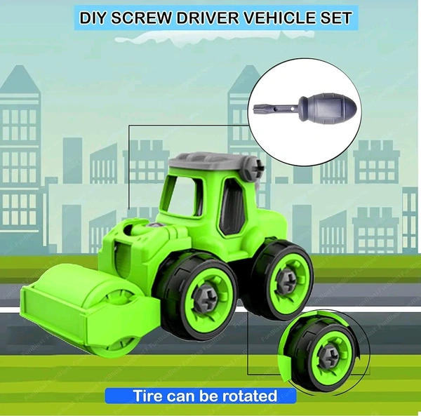 FunBlast Construction Vehicle, DIY Assembling & Building Construction Trucks with 1 Screwdriver, Kids Building Vehicles Toys for 2+ Year Old Kids, Boys, Girls(multi Colour )