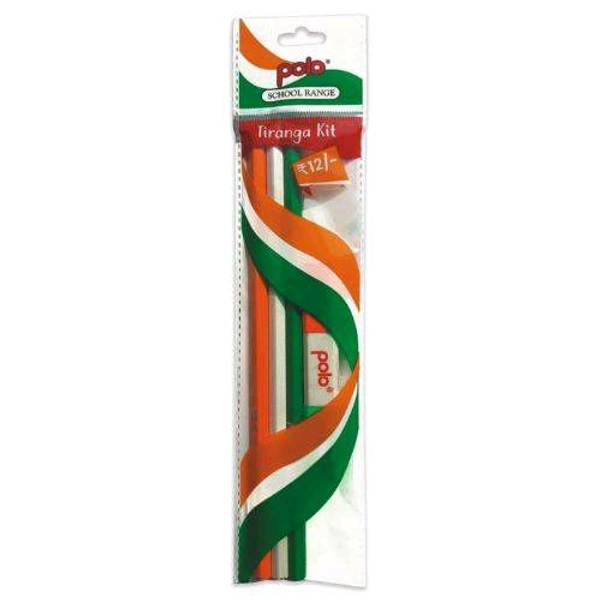 Polo Tiranga Stationery Kit | Tricolor Pencils & Erasers Set | Premium Writing & Erasing Kit for Students, Artists & Office Use | Celebrate Creativity with Patriotic Colors | School & Gifting Essentials