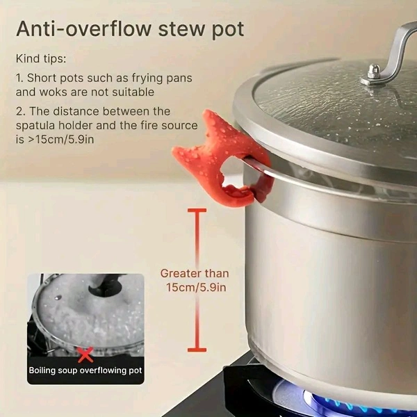Spoon Pot Pan Holder | Heat-Resistant Non-Slip Silicone Spatula Bracket Clip | Fun Cartoon Spoon Rest for Kitchen | SKVWORLD