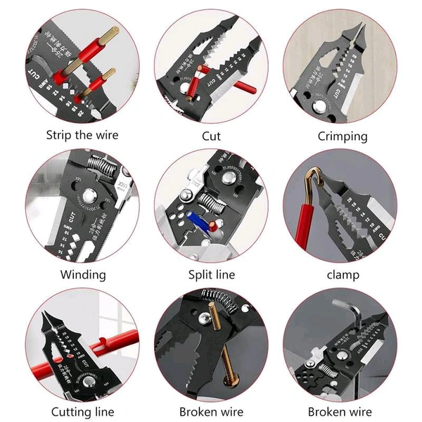  28-in-1 Wire Stripper & Crimping Tool – Multifunctional Cutting Pliers | Chromium Vanadium Steel | Cable Stripping, Splitting, Looping & Crimping | Electrician’s Essential Tool – SKVWORLD