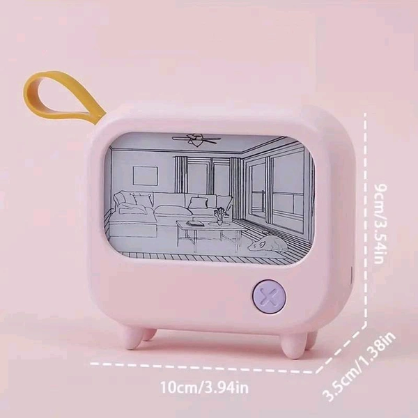 TV Painting Night Light | USB Rechargeable Mini Decorative Lamp | Warm & White Dimmable LED Table Light for Bedroom, Living Room & Study – SKVWORLD