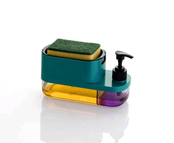 3-in-1 Soap Dispenser with Sponge Holder – Multipurpose Liquid Soap Pump for Kitchen & Bathroom | Smart Dishwashing & Hand Wash Organizer – SKVWORLD