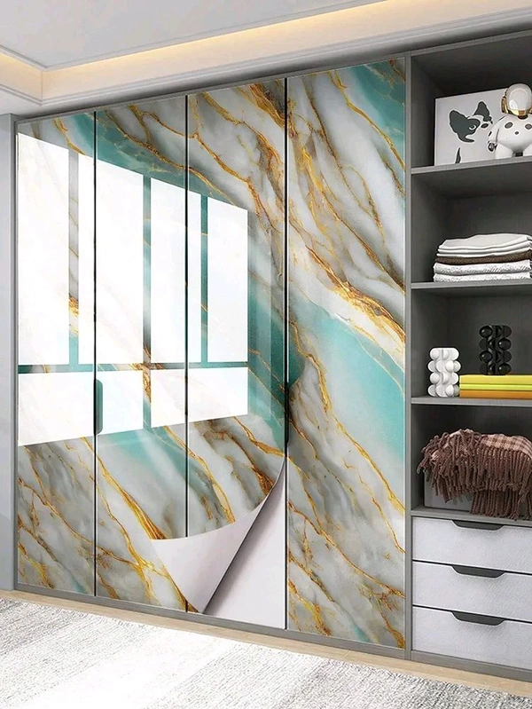 Sky Blue Foil Wallpaper – Self-Adhesive, Waterproof, Oil-Proof, Peel & Stick Vinyl Wrap for Walls, Cabinets, Kitchen Backsplash, and Furniture ( 60 ×200 Cm) – Elegant Home Décor by SKVWORLD