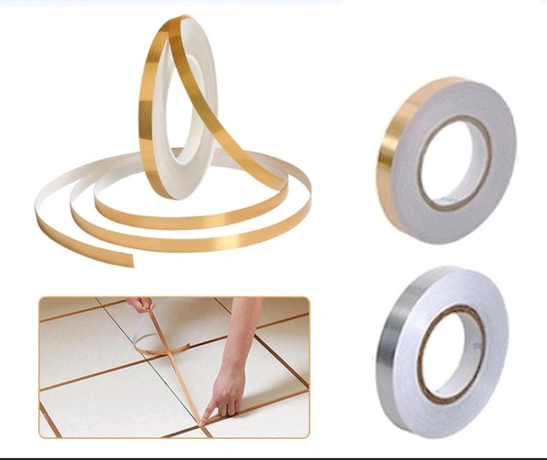 Self-Adhesive Golden Tape for Tiles & Gaps – Waterproof Decorative Sealing Strip for Home, Kitchen & Cabinets – SKVWORLD