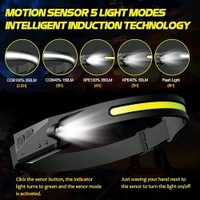 LED Rechargeable Headlamp – 230° Wide Beam, Motion Sensor, 5 Light Modes, Adjustable & Comfortable, USB-C Charging – Perfect for Running, Cycling & Outdoor Activities