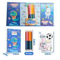 Cartoon Colouring Book for Kids | 2 Pads, 8 Double-Sided Colour Pencils | Fun Birthday & Return Gift | Engaging Art Activity for Boys & Girls | Mixed Designs