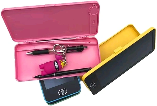 Magic Pencil Box for Kids | Pencil Case with LCD Writing Tablet, Pen & Erase Button | Multi-Color Stationery Organizer | Best Birthday Gift for Boys & Girls